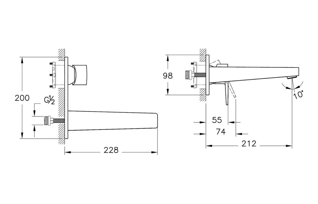 VitrA Flow Square Wall Mounted Basin Mixer - Chrome