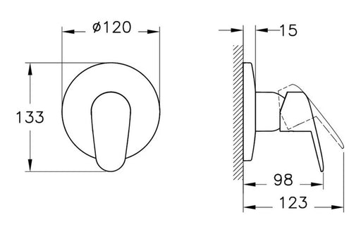 VitrA Flow Round Wall Mounted Shower Valve - Chrome