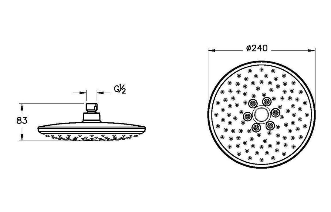 VitrA Bliss 240mm 2-Function Showerhead