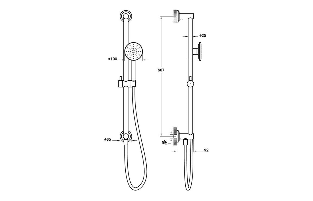 VitrA Origin Classic Hand Shower w/Slide Rail & Wall Outlet 