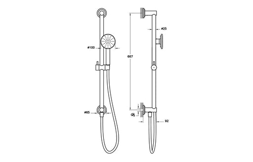 VitrA Origin Classic Hand Shower w/Slide Rail & Wall Outlet 