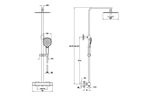 VitrA Aquaheat Bliss S 230 Thermostatic Shower Column - Chrome