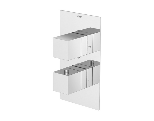 VitrA Aquaheat Square Thermostatic 3-Way Shower Mixer - Chrome