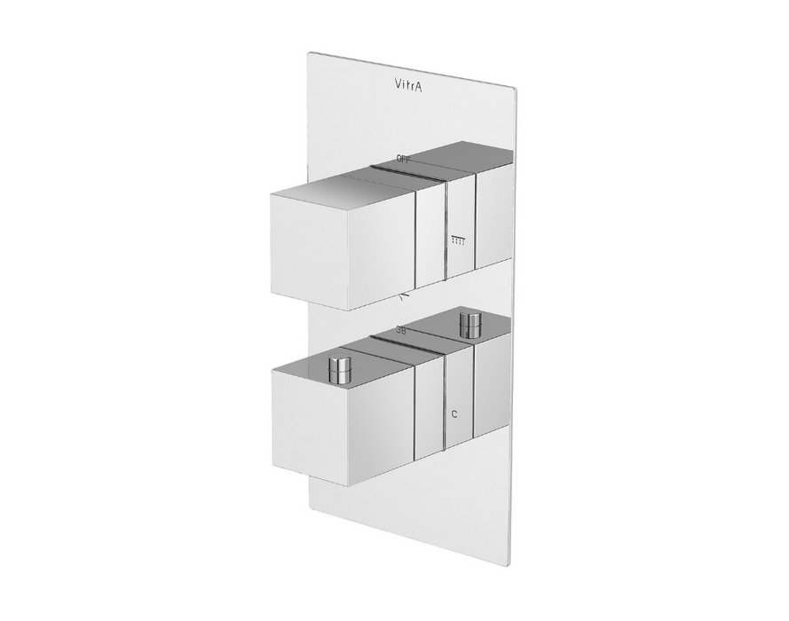 VitrA Aquaheat Square Thermostatic 3-Way Shower Mixer - Chrome