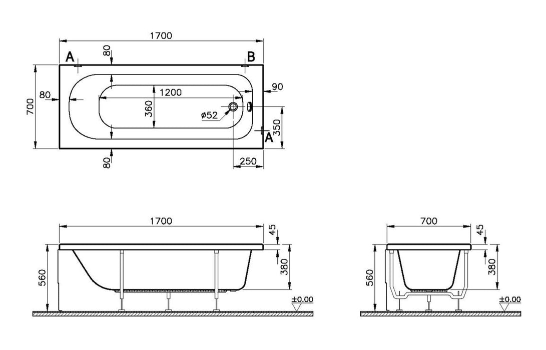 VitrA Optima 0TH 1 Standard Bath