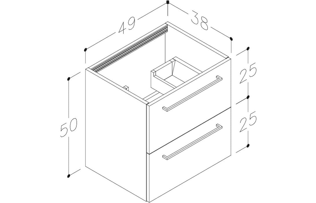 Pulse 510mm Wall Hung 2 Drawer Basin Unit & 1TH Thin Edge Basin - Oak