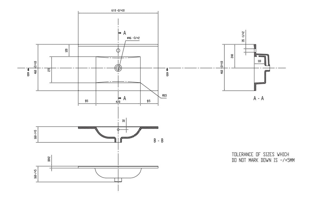 Pulse 610mm Floor Standing 2 Door Basin Unit & Thin Edge Basin - Oak