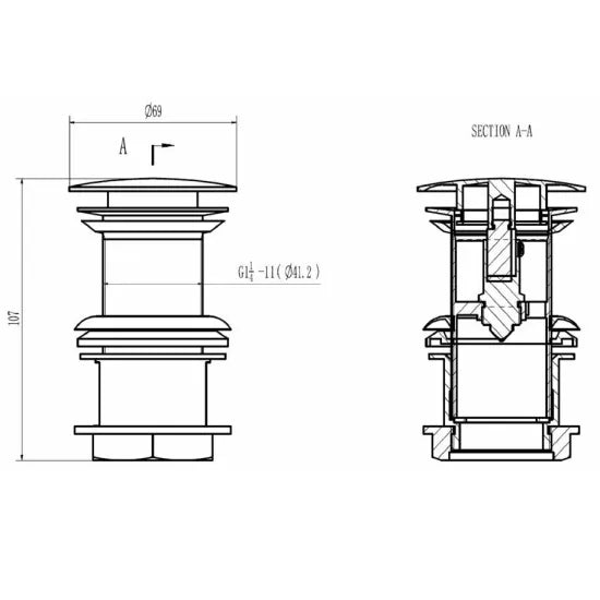 BC Designs  Push Button Unslotted Basin Waste
