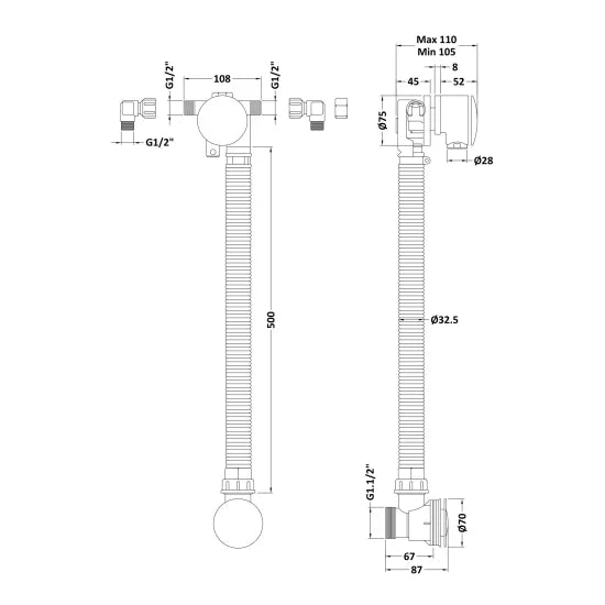 BC Designs  Extended Bath Filler and Waste