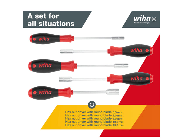 SoftFinish® Hex Nut Driver Set, 5 Piece