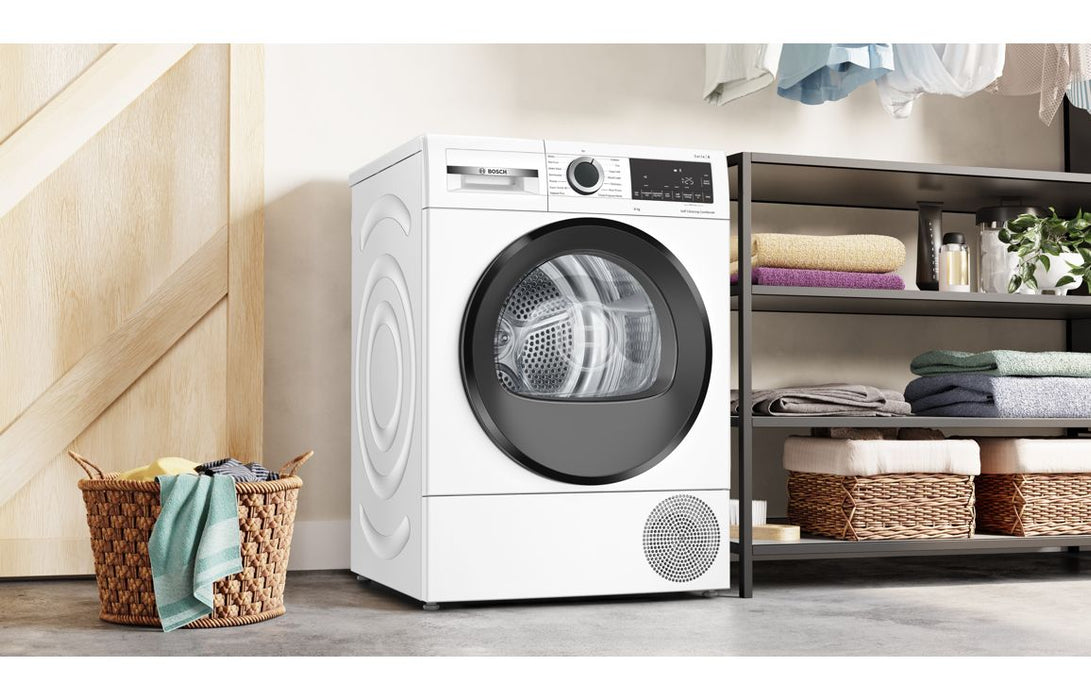 Bosch Series 6 WQG24502GB F/S 9kg Heat Pump Condenser Dryer - White