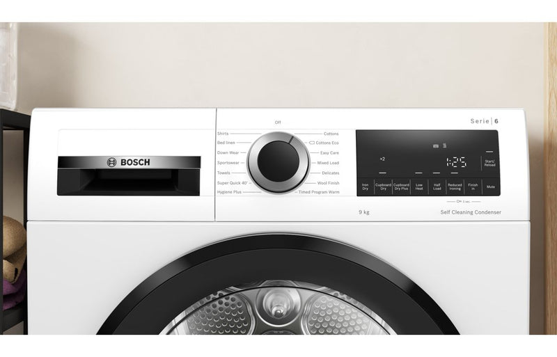Bosch Series 6 WQG245A0GB F/S 9kg Heat Pump Condenser Dryer - White