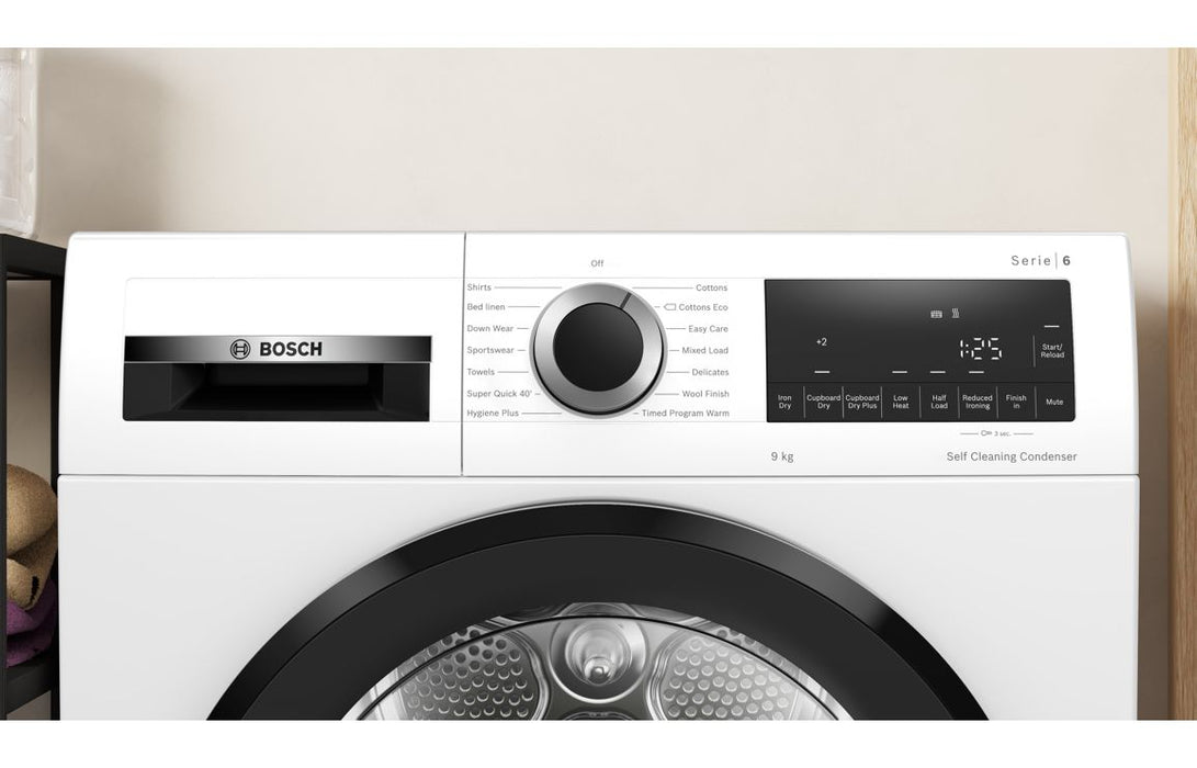 Bosch Series 6 WQG245A0GB F/S 9kg Heat Pump Condenser Dryer - White