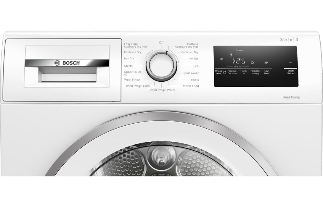 Bosch Series 4 WTH85226GB F/S 8kg Heat Pump Condenser Dryer - White