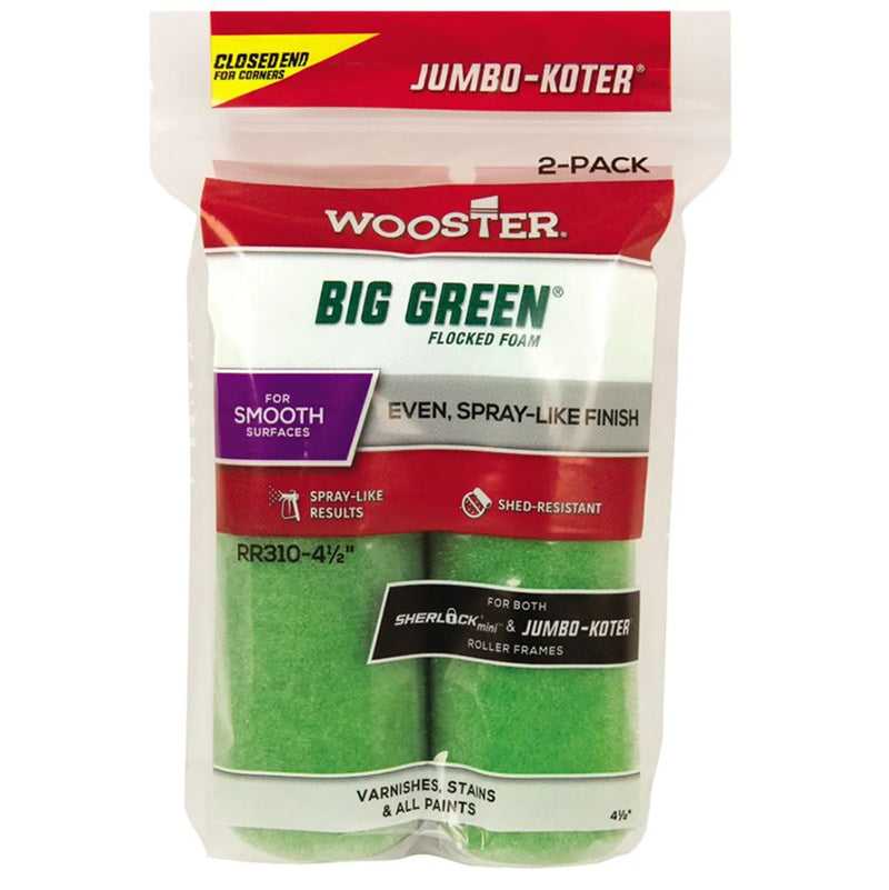 Wooster Jumbo-Koter Big Green 4.5" Mini-Roller Sleeve 2 Pack