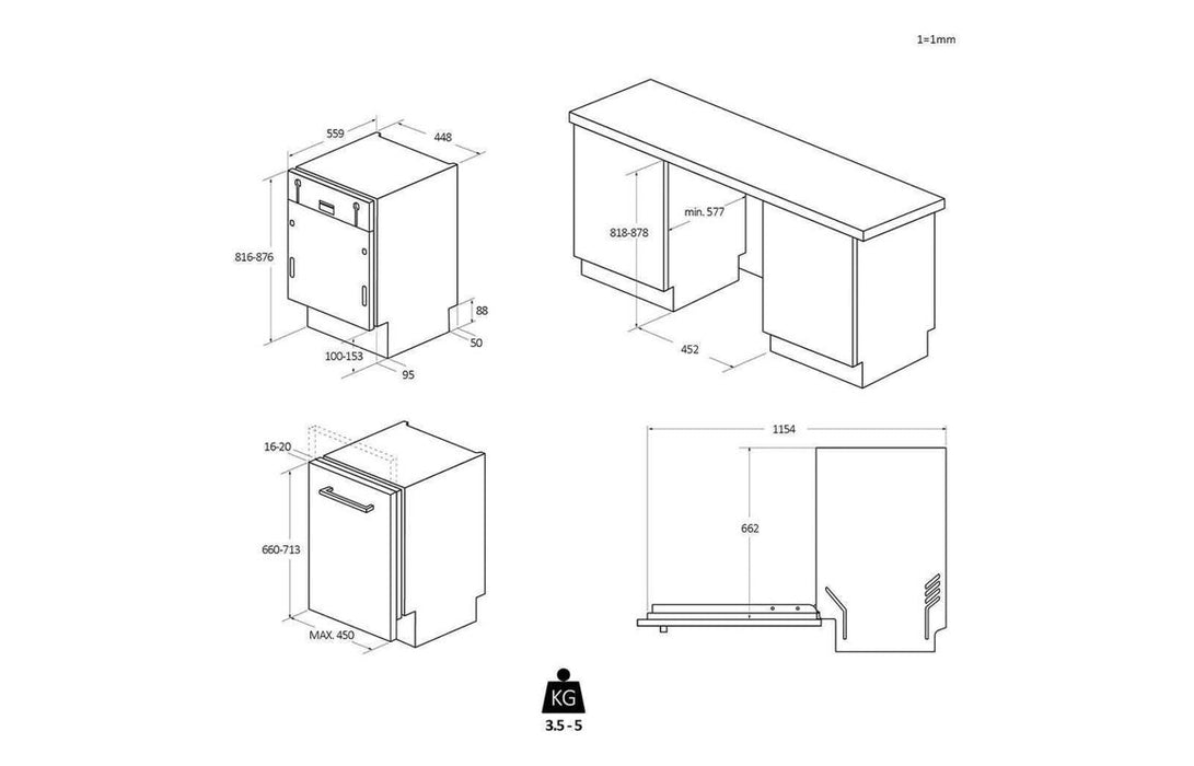 Haier XI1C3TB2FB-80 F/I 11 Place Slim Dishwasher
