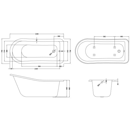 BC Designs Fordham 1500mm Freestanding Bath - No Legs