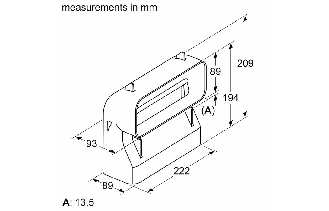 Neff Z861SB4 Flat Vertical 90° Bend - Black (Small)
