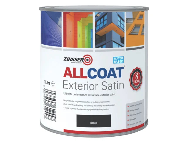 All Coat Exterior Paint Satin Black 1L