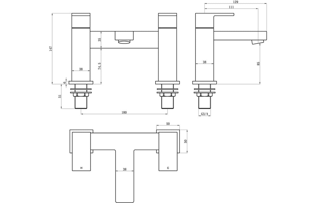 Zarano Bath Filler - Chrome