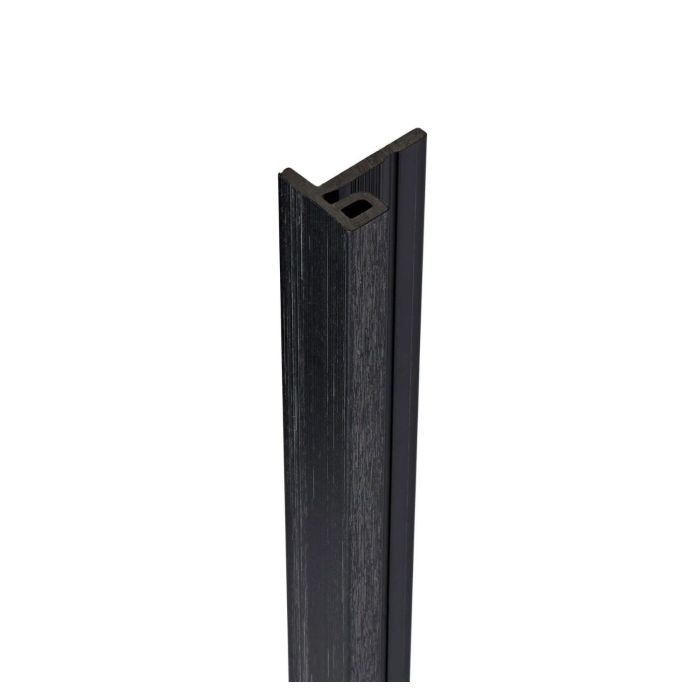 Midnight Black Slatted Composite Cladding End Trim 75mm (3.6m Length)