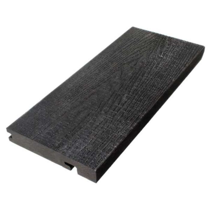 Ancient Black Composite Decking Step & Edge Woodgrain Nosing Board 145mm (3.66m Length)
