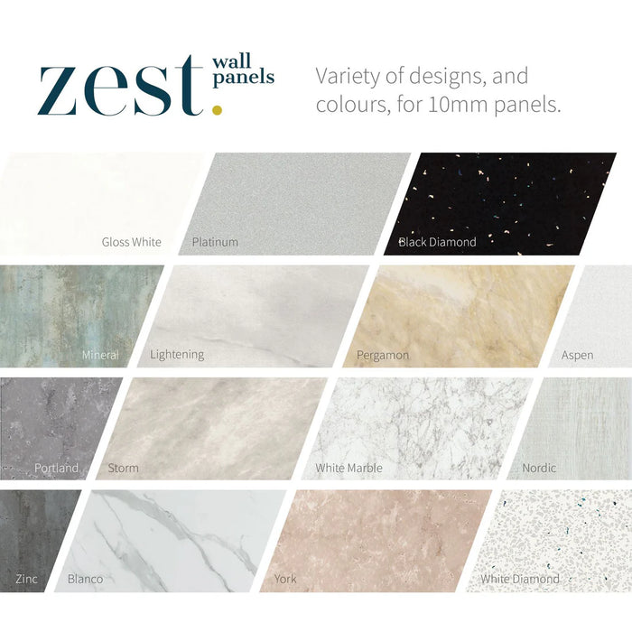 Wide Shower Panel - Zinc - 10mm x 1m x 2.4m - Pack of 1