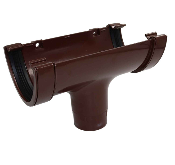 Brown Deepflow Guttering Running Outlet 114mm