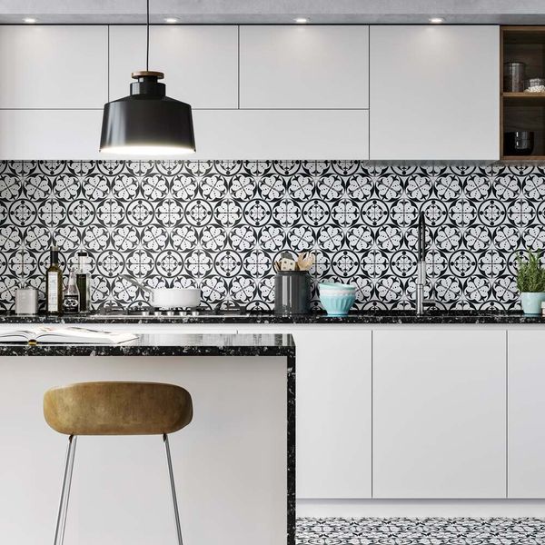 Sample - Carnaby Hexagon Decor Black Tile - 285x330 - Sample Tile