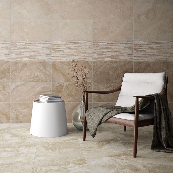 Sample - Cipriani Beige Stone Effect Tile - 303x613 - Sample Tile