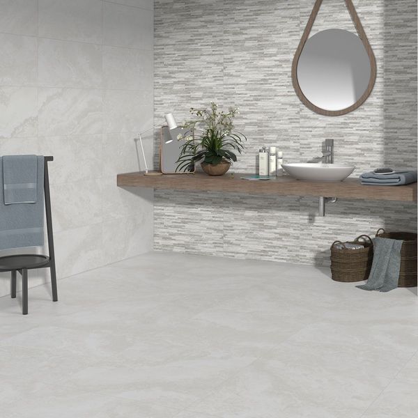 Sample - Cipriani Blanco Stone Effect Tile - 608x608- Sample Tile