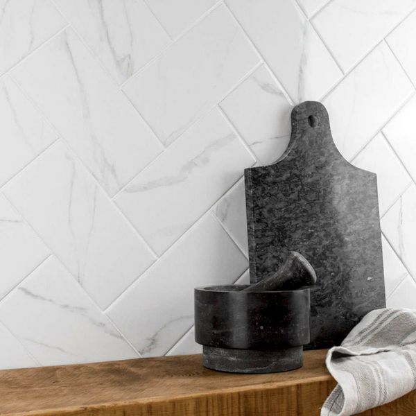 Sample - Apennine Flat Gloss Marble Effect Tile - 10x20 - Sample Tile