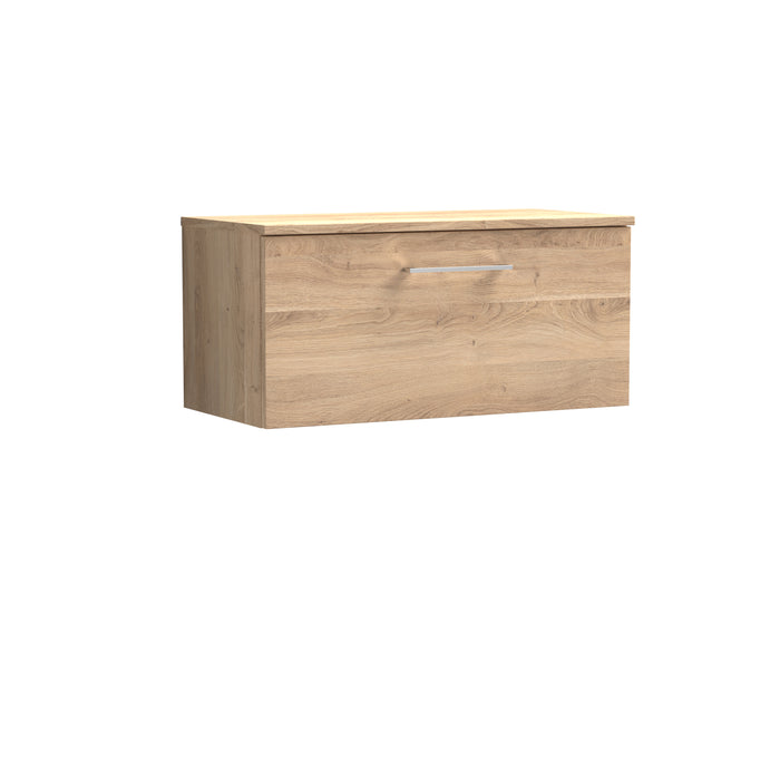 Bleached Oak Arno 800mm Wall Hung 1-Drawer Vanity & Worktop