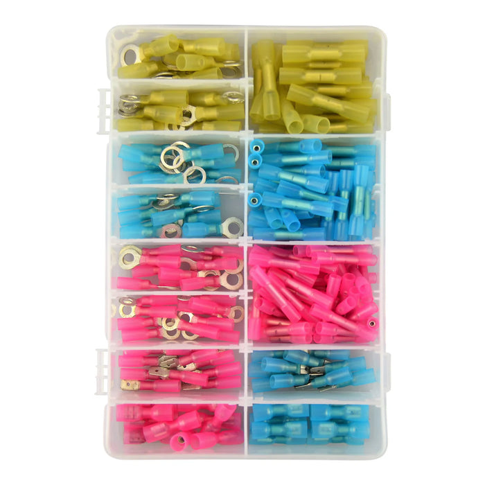 Red, Blue & Yellow Heatshrink Terminal Assortment Kit - 210 Pcs Total