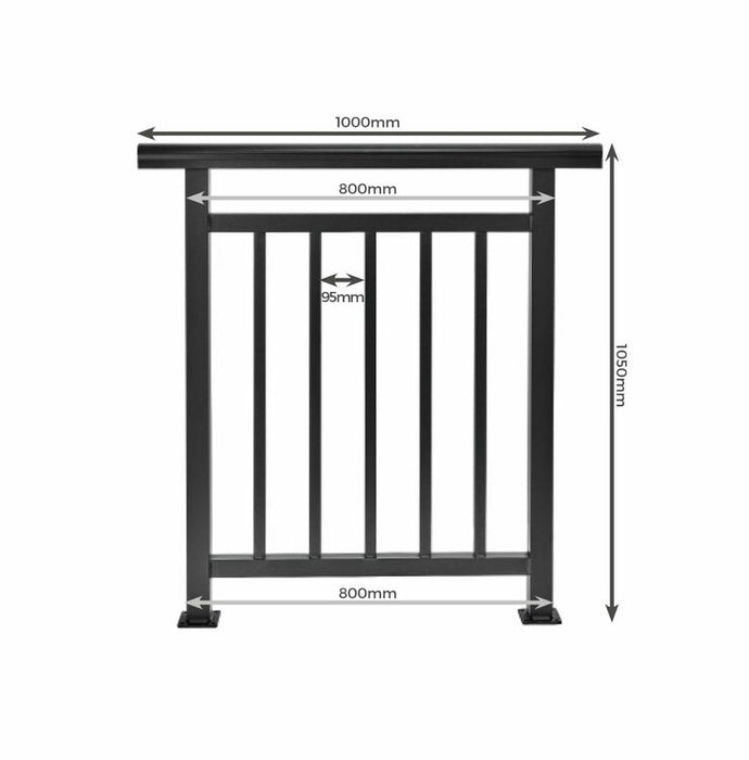 Black Cladco Balustrade Aluminium Handrail 800mm x 1050mm