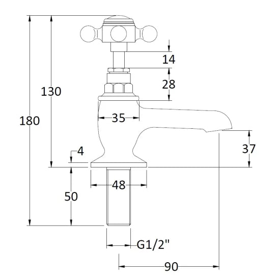 White Topaz With Crosshead Handle Basin Taps