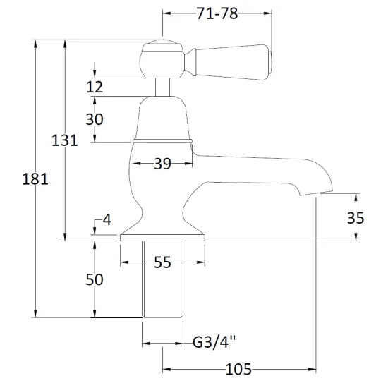 White Topaz With Lever Handle Bath Taps
