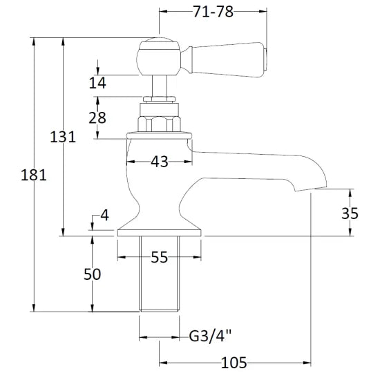 White Topaz With Lever Handle Bath Taps