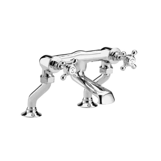 White Topaz With Crosshead Handle Deck Mounted Bath Filler