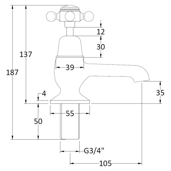 Black Topaz With Crosshead Handle Bath Taps