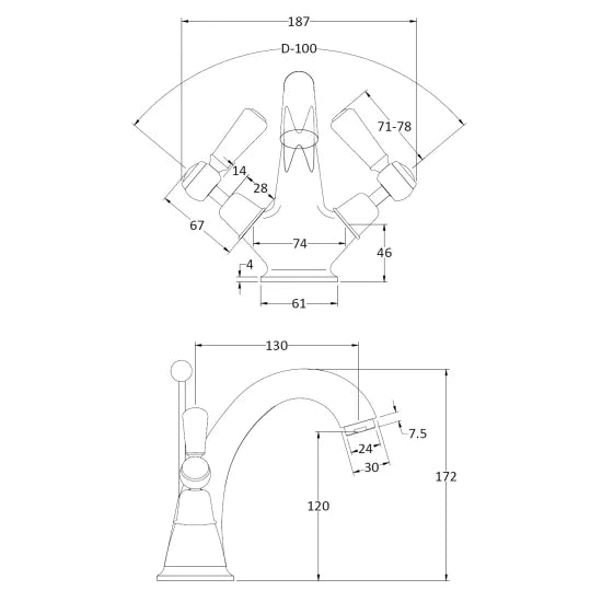 Black Topaz With Lever Handle Mono Basin Mixer