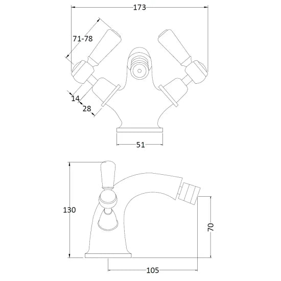 Black Topaz With Lever Handle Bidet Tap