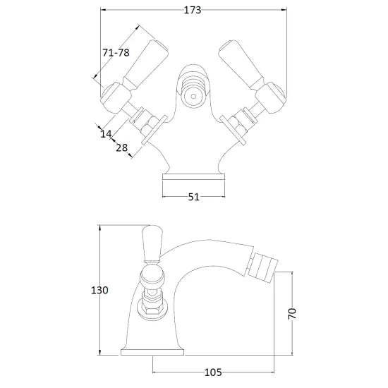 Black Topaz With Lever Handle Bidet Tap