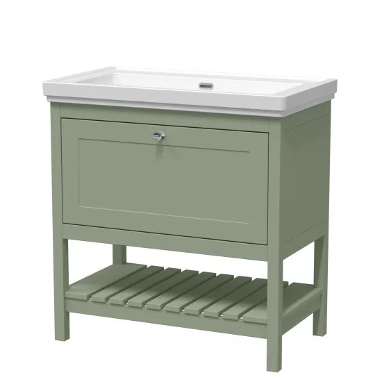 800mm Hudson Reed Fern Green Floor Standing Vanity - Basin 0TH (Vanity, Basin, or Set)