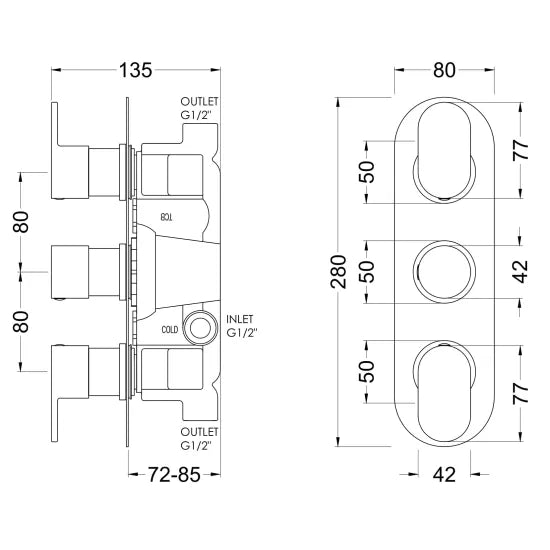 Binsey Triple Thermostatic Valve