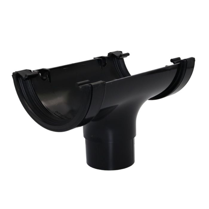Black Half Round Guttering Running Outlet 112mm