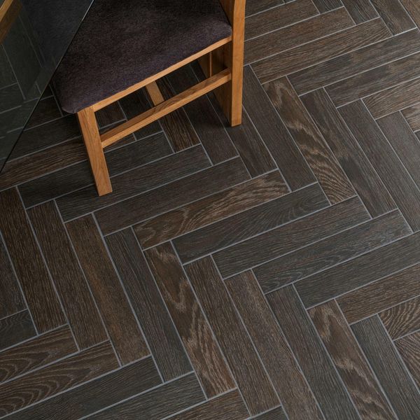 Sample - Ancona Chocolate Wood Effect Tile - 442x80 - Sample Tile