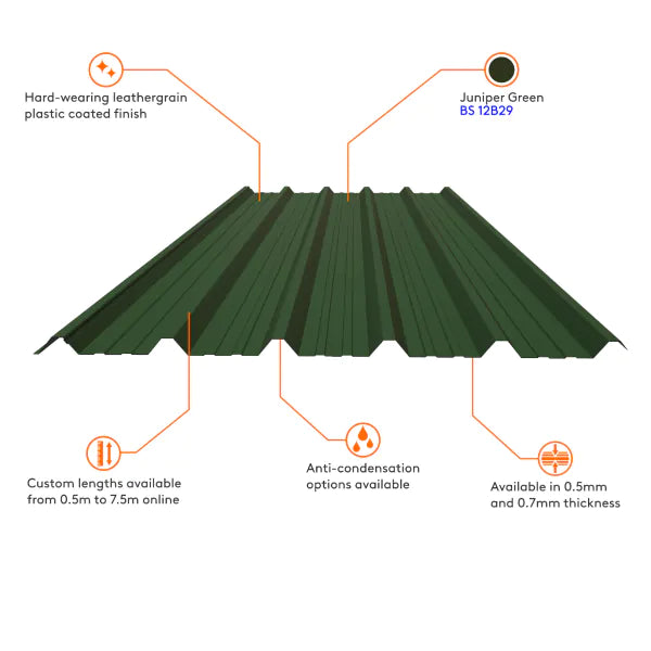 H Box Profile Roofing Sheets - 0.5mm Thick - Leathergrain Finish