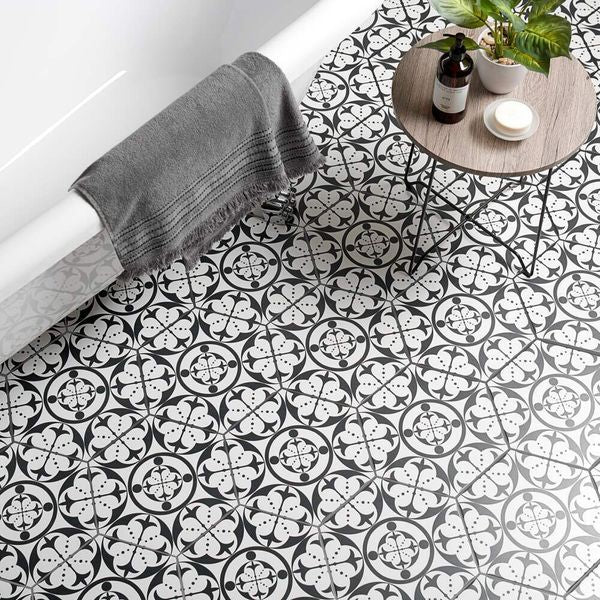 Sample - Carnaby Hexagon Decor Black Tile - 285x330 - Sample Tile