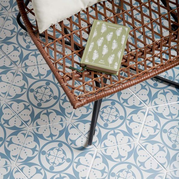 Sample - Carnaby Hexagon Decor Sky Tile - 285x330 - Sample Tile